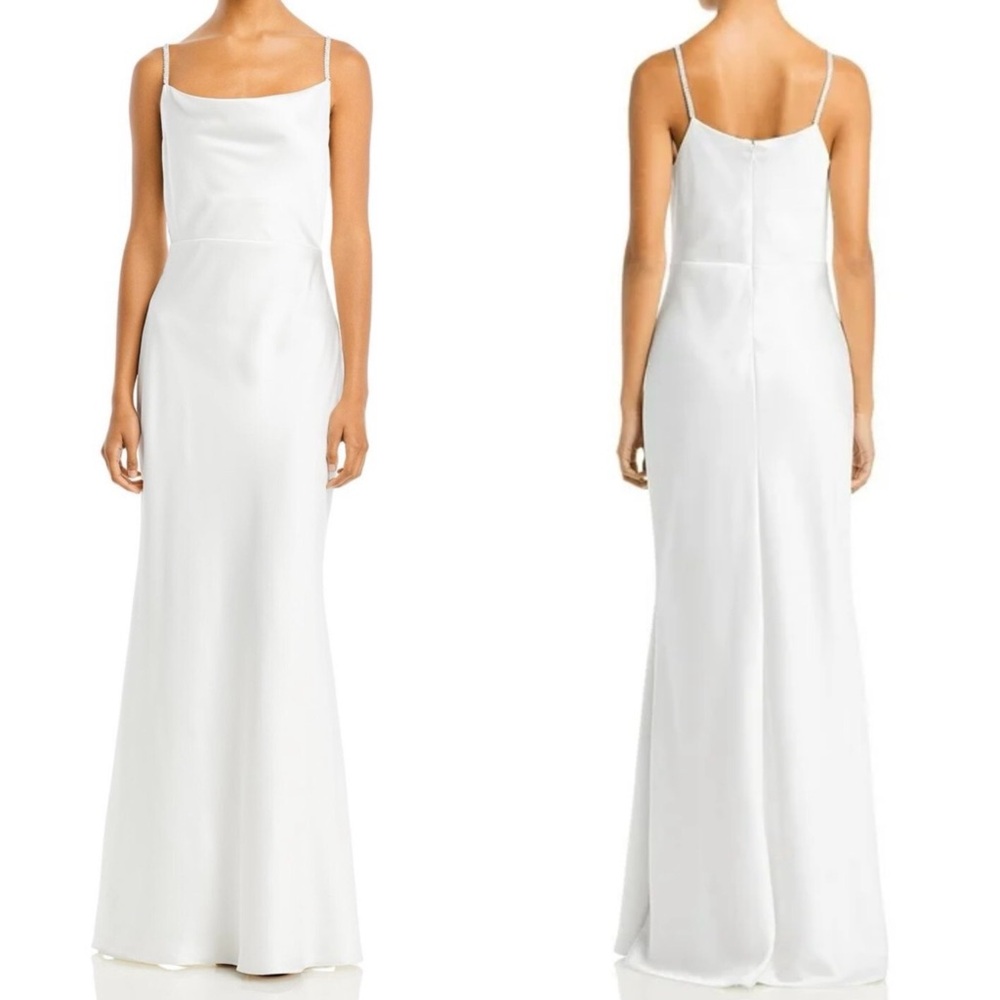 Satin Maxi Gown w/ Rhinestone Spaghetti Straps Women’s Sz 6